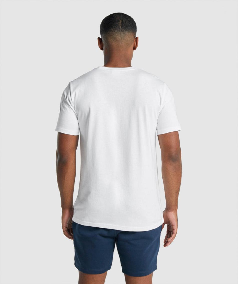 T Shirts Gymshark Crest Hombre Blancas | CO 3273CTV